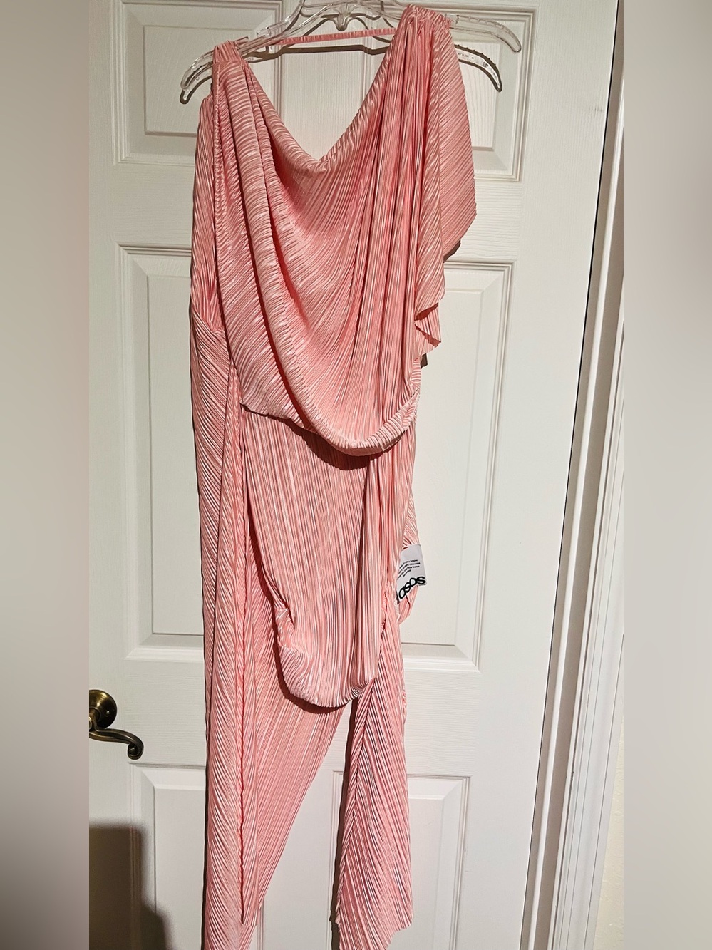 ASOS Pleated Draped Mini Dress in Light Pink